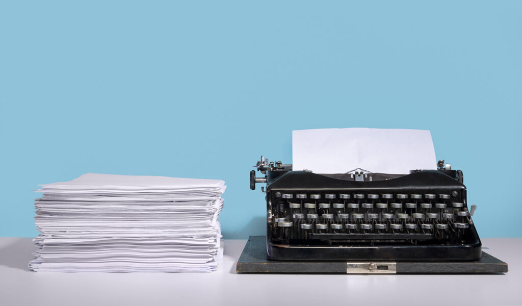 Manuscript and typewriter