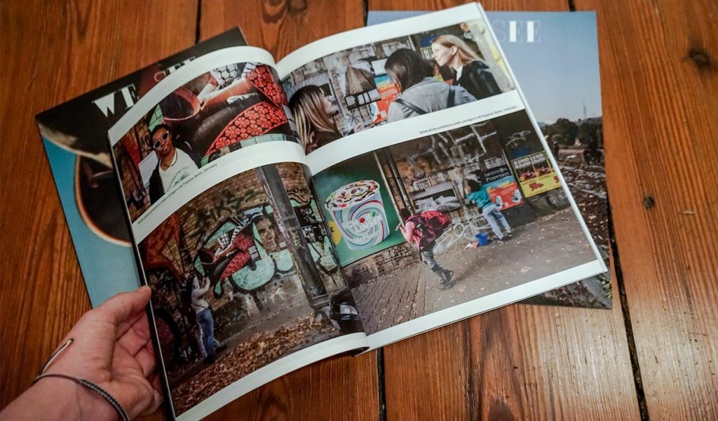 femLENS magazine, We See, opened up on a page showing photography by its members