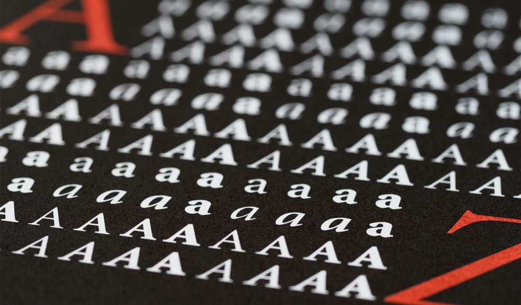 A sample of typography printed.